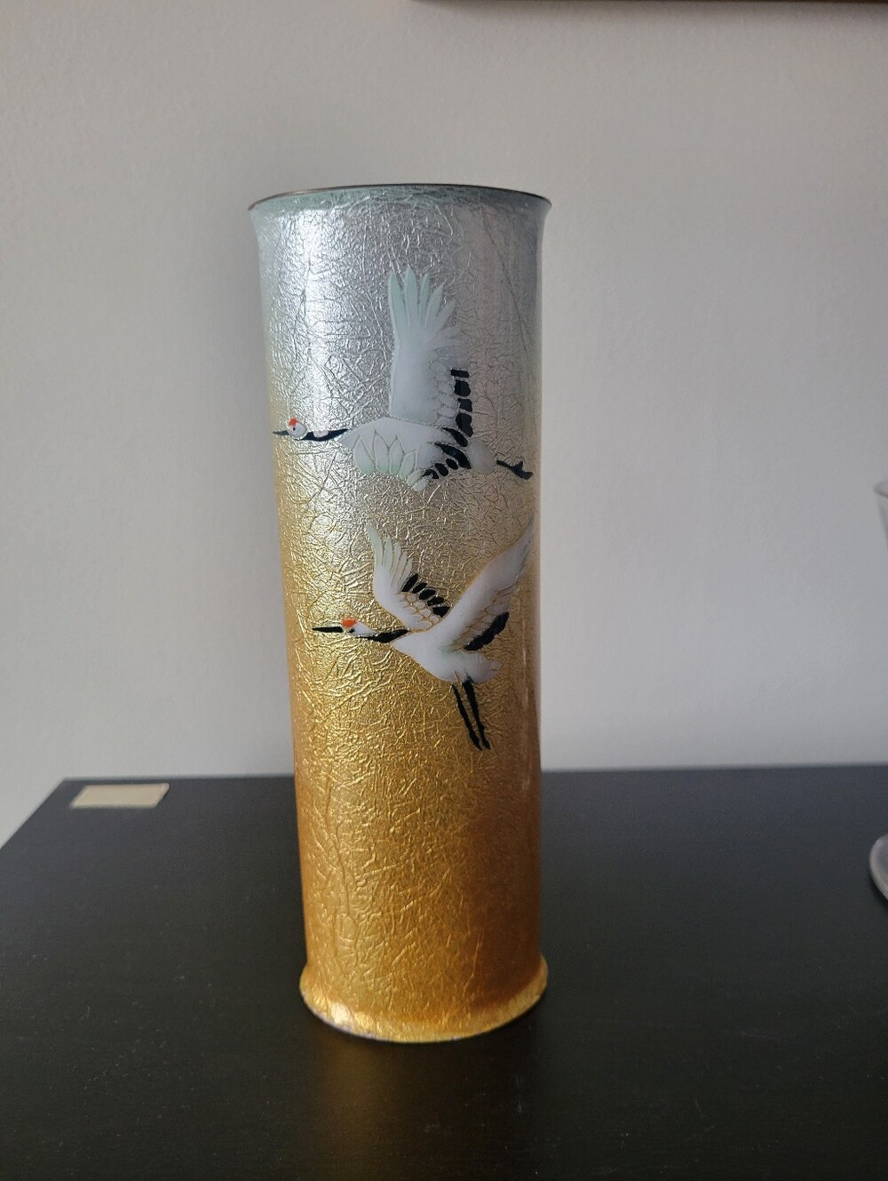 Vintage Japanese Saikosha Cloisonné Vase – Two Cranes Soukaku Design Enamel Art